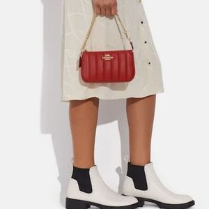 Coach Quilted Napoa Leather Nolita 19 Red Apple Pochette Bag